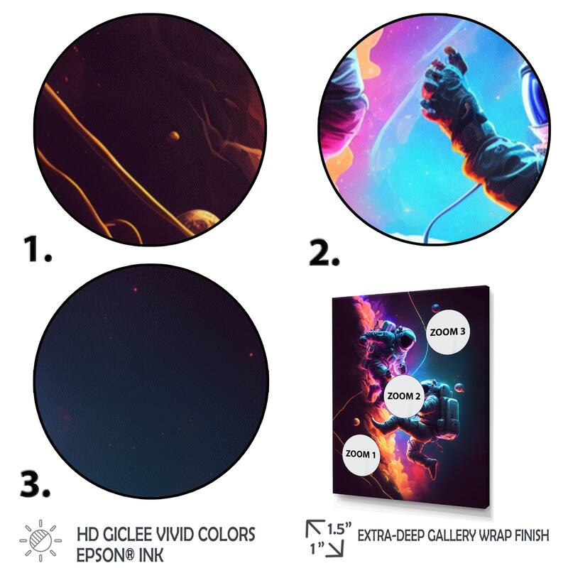 Designart "Cosmic Astronaut Explorers Iv" Space Framed Canvas Art Print